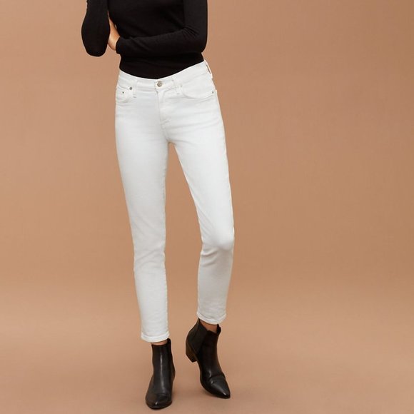 Citizens Of Humanity Denim - CITIZENS OF HUMANITY Rocket Crop Optic White High Rise Skinny Jeans